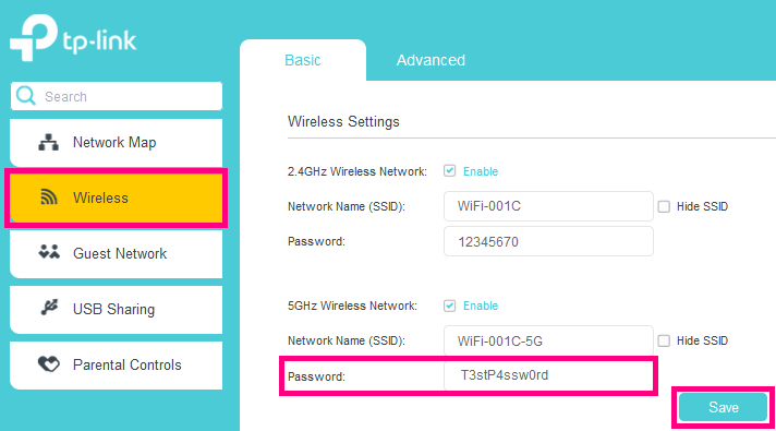 TP-Link VR1600v WiFi password