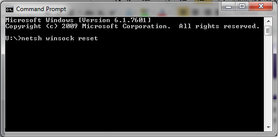 Windows 7 Winsock reset 2