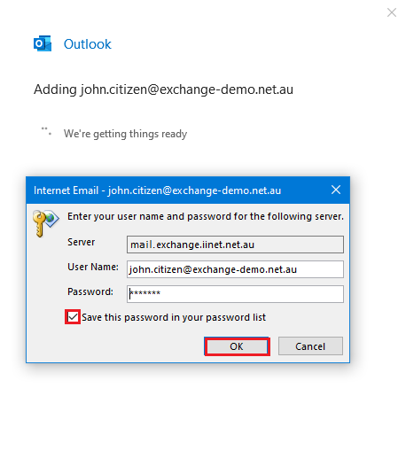 Hosted Exchange Outlook 2016 setup