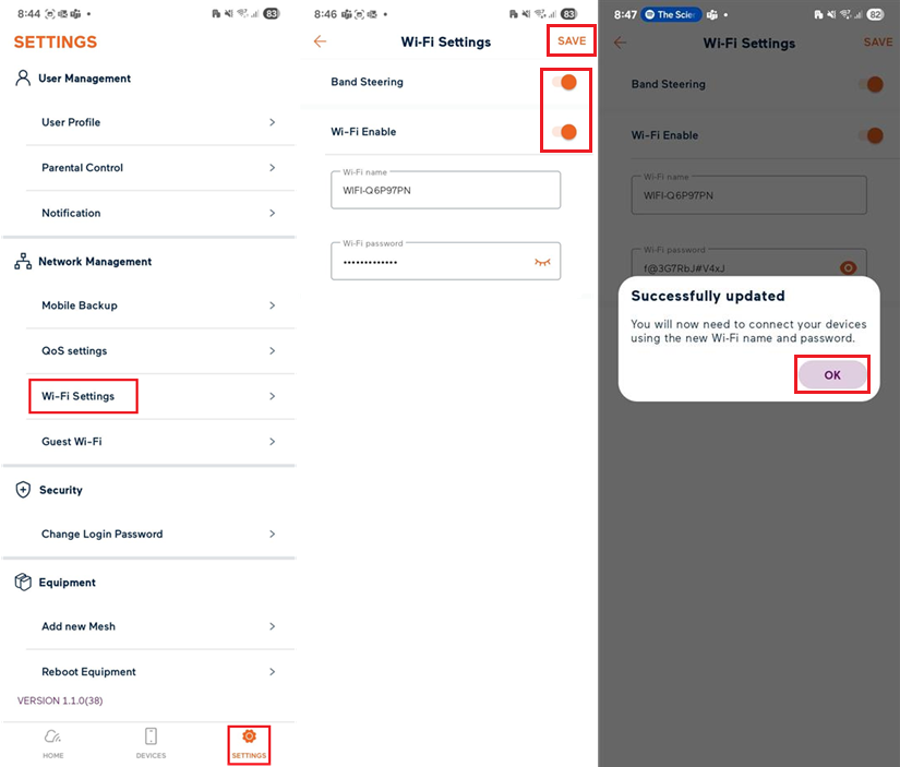 Wi-Fi Max 5G - Wi-Fi Settings - App