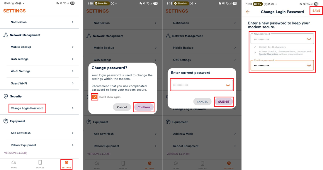 Wi-Fi Max 5G - Change Modem Password - App