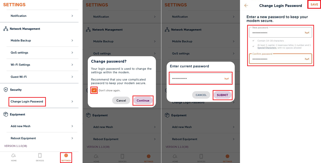 Wi-Fi Max 5G - Change Modem Password - App