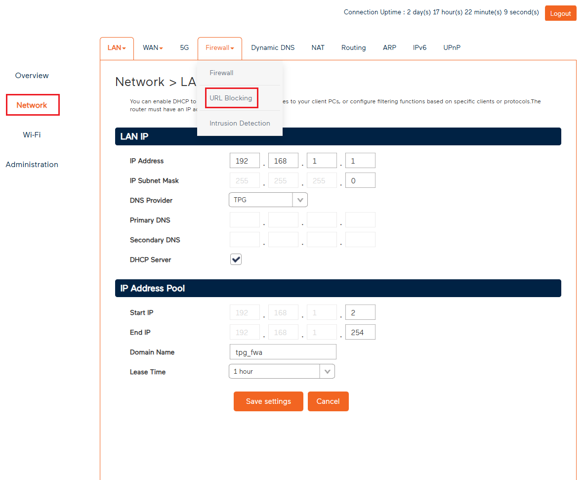 Wi-Fi Max 5G - URL Blocking