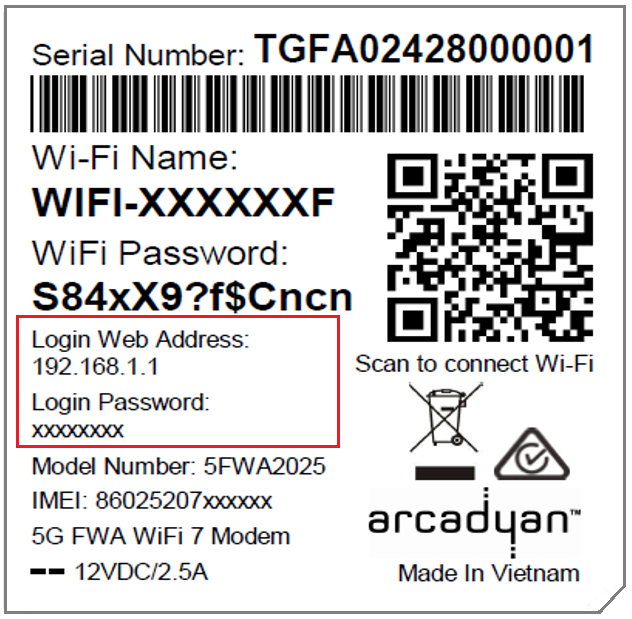 5GBarcode - Modem Login