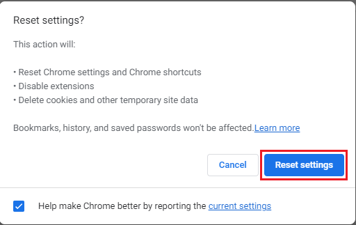 Chrome - Reset