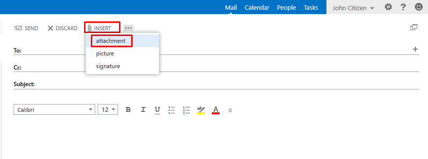 Outlook Web Access - email attachment 1