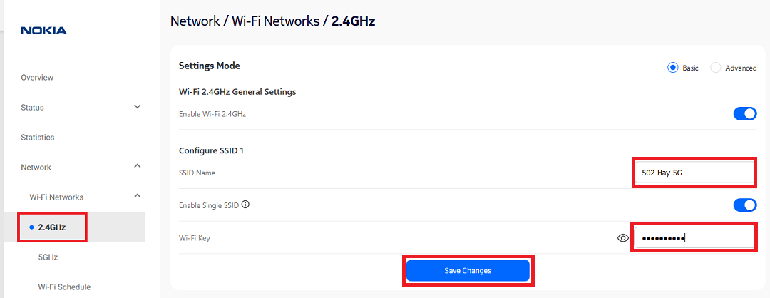 FM3.2 change wifi pw- 2.4GHz