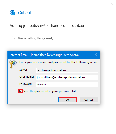 Hosted Exchange Outlook 2016 setup