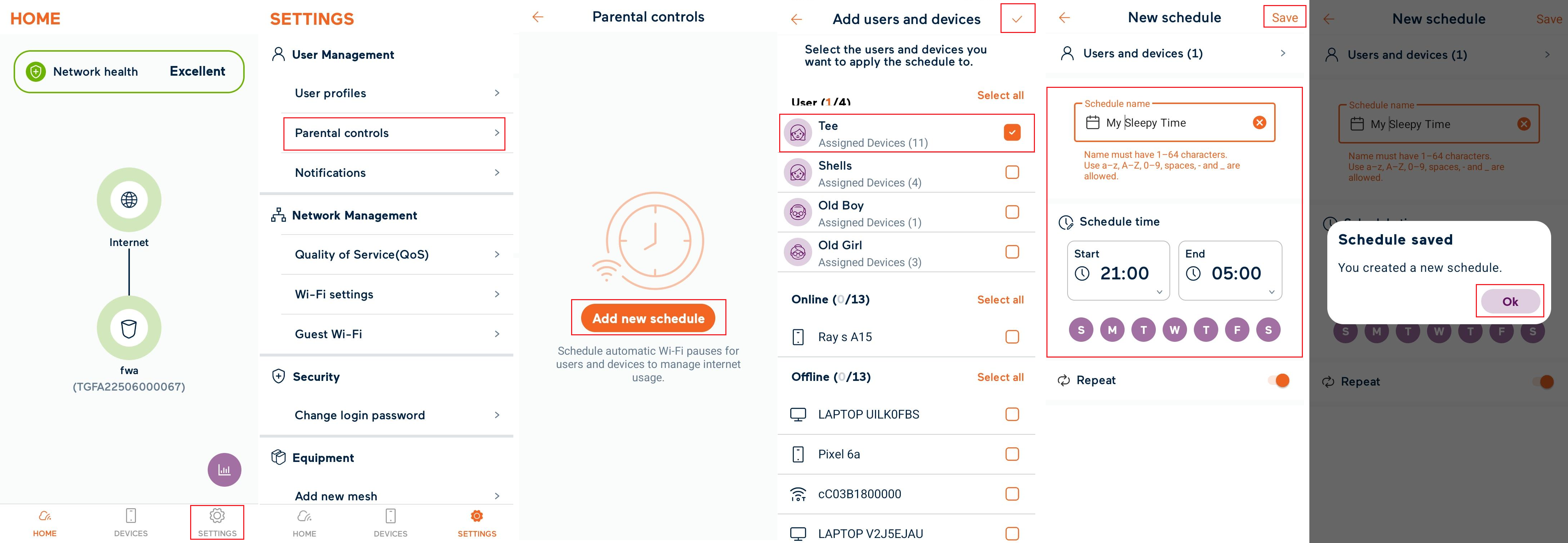 Screenshot My Internet Connect app Parental controls