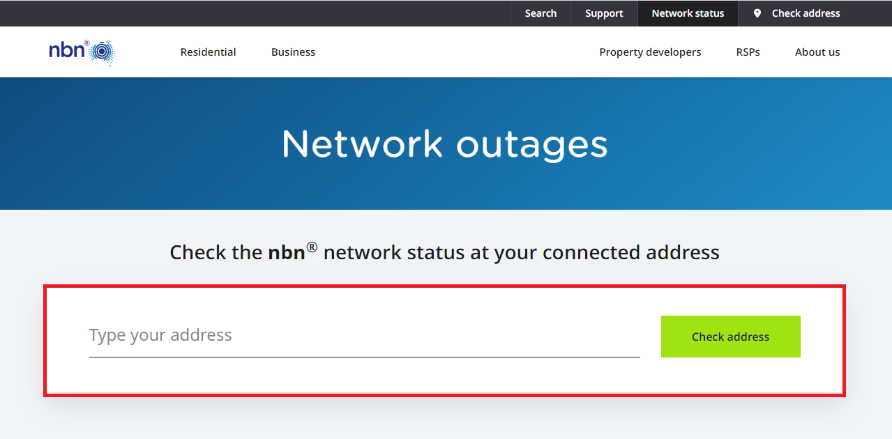 NBN Outage Address Check