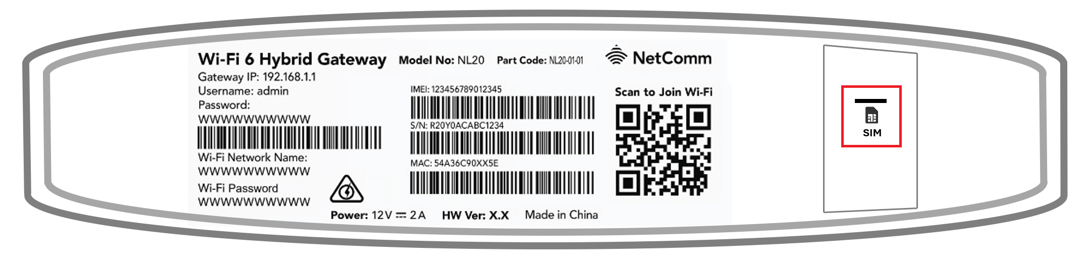 NetComm NL20 SIM Slot