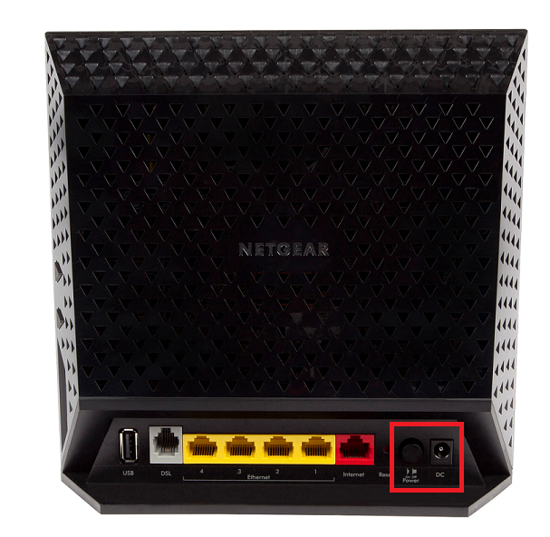Netgear D6400 Power button