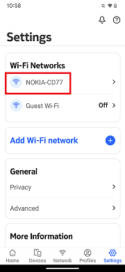 Nokia Wifi App - Wifi Details
