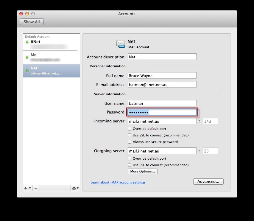 change password in thunderbird for mac