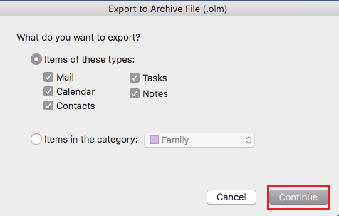 Outlook Mac Export Options