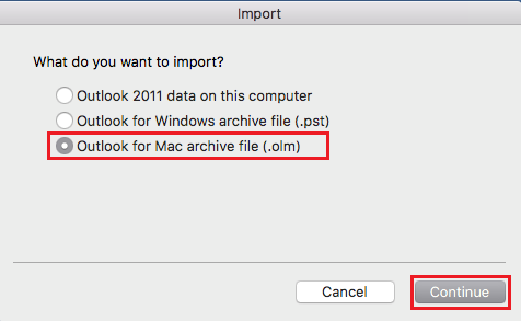 Outlook Mac Import Options