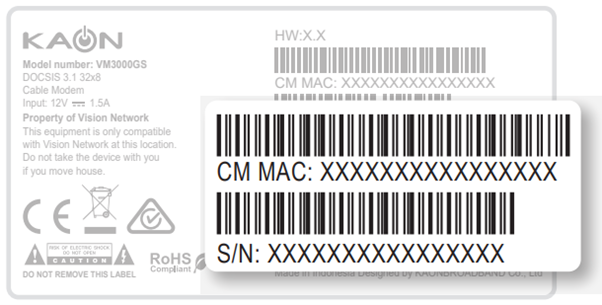 VM300GS barcode sticker example