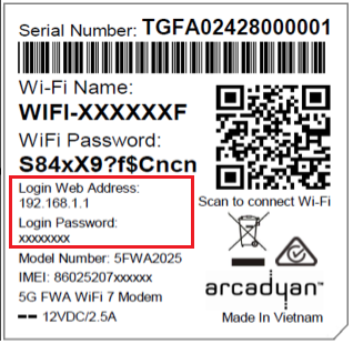 Wi-Fi Max 5G barcode sticker - Login