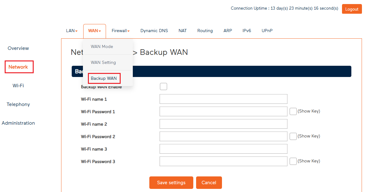 Wi-Fi-Max - Backup WAN