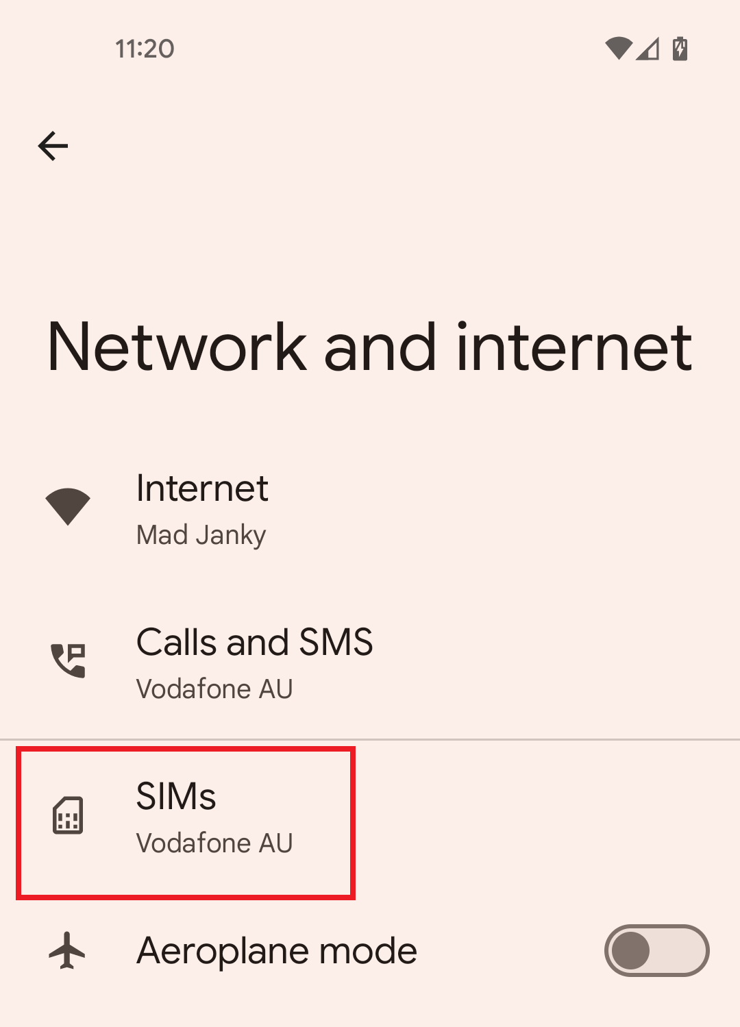 Android Settings - SIMs