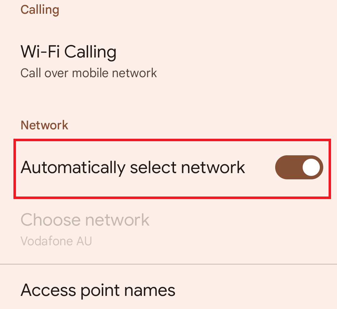 Android Settings - Automatically select network switch