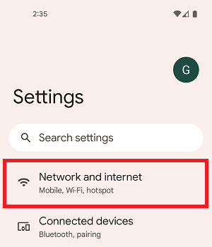 Android OS Network and Internet settings