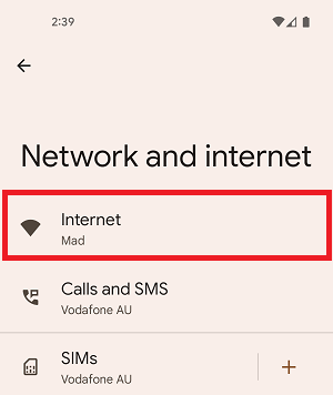 Android OS Internet settings