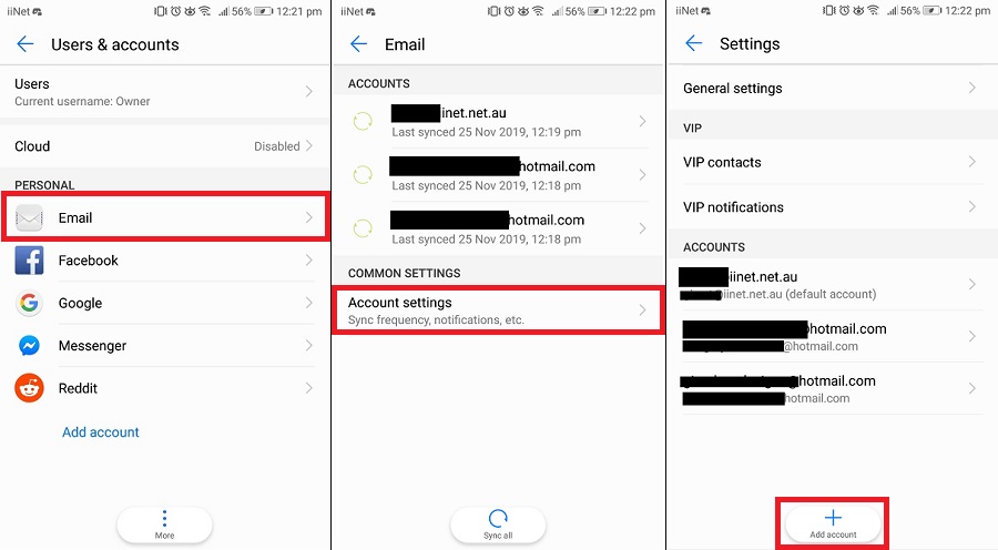 bluehost email settings outlook android