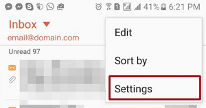 Android email settings 2