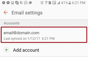 Android email settings 3