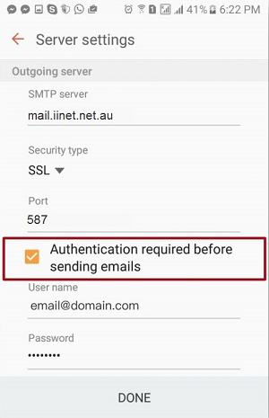 Android email settings 5