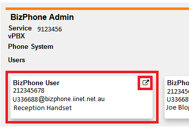 BizPhone Frontier Portal - User selection