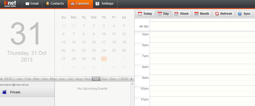 Desktop webmail calendar view 1