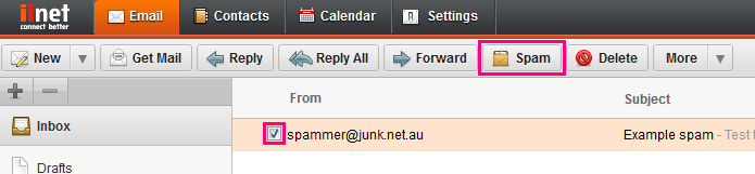 iiNet Webmail flag spam 1