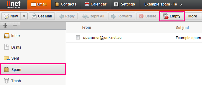 iiNet Webmail flag spam 2