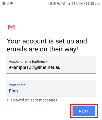 Android Gmail setup 11