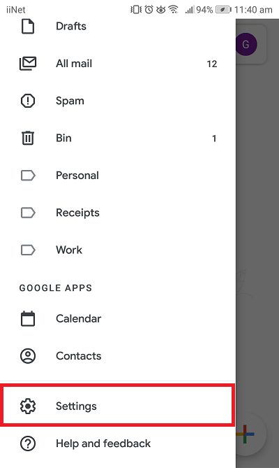 Android Gmail setup 2