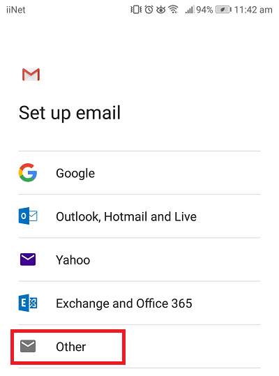 Android Gmail setup 4