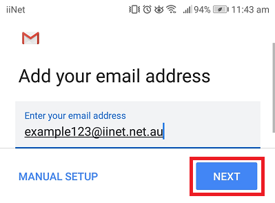 Android Gmail setup 5