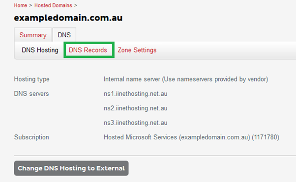 ​ Hosting Control Panel - DNS Records