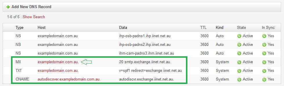 ​ Hosting Control Panel - DNS Records example