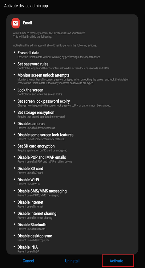 Hosted Exchange Samsung Email setup