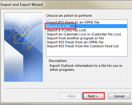 Microsoft Outlook - Export mailbox content