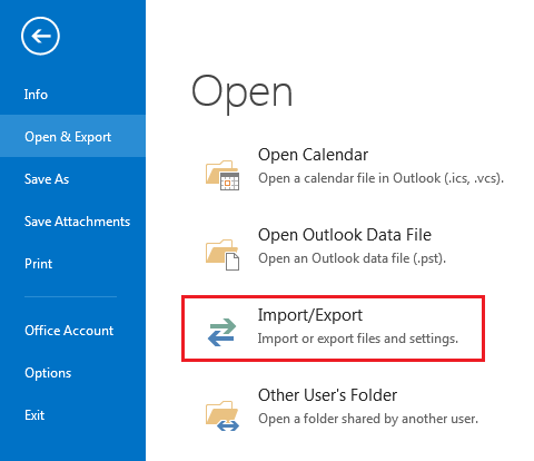 Hosted Exchange - Outlook Import/export