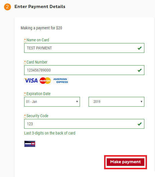 Screenshot Toolbox - Enter Payment Details