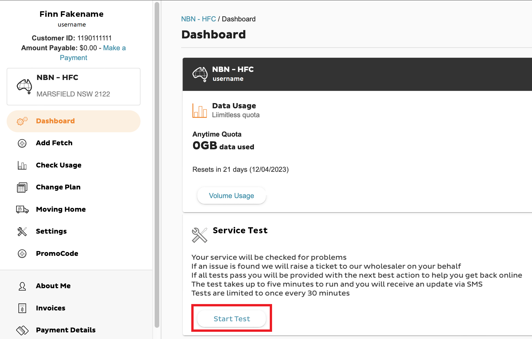 Toolbox NBN Service Test