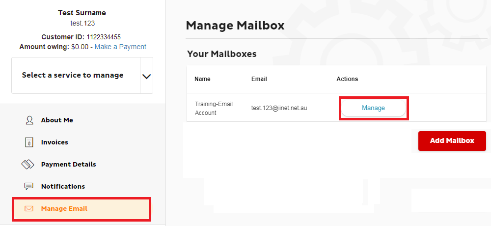 Toolbox email settings