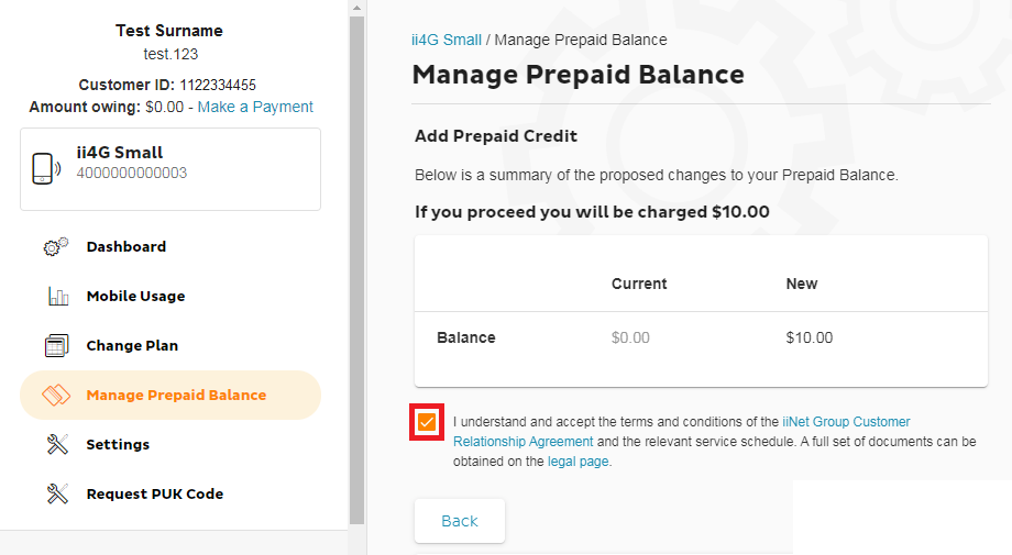 iiNet Mobile top up prepaid balance