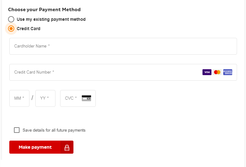 Toolbox - Credit card details entry