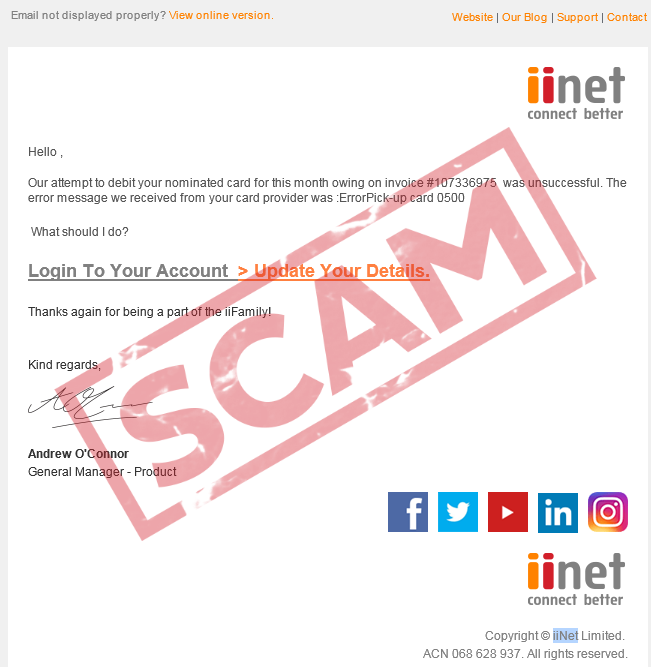 Scam emails and phishing iiHelp